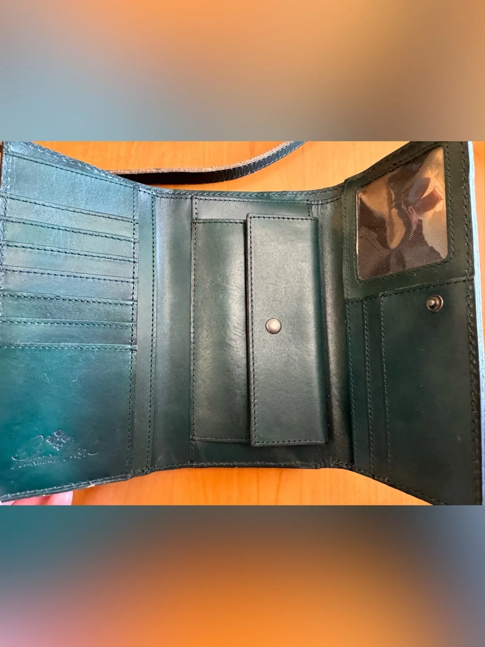 Patricia Nash Floral Embossed Leather Tote & Matching Wallet Set Dark Green